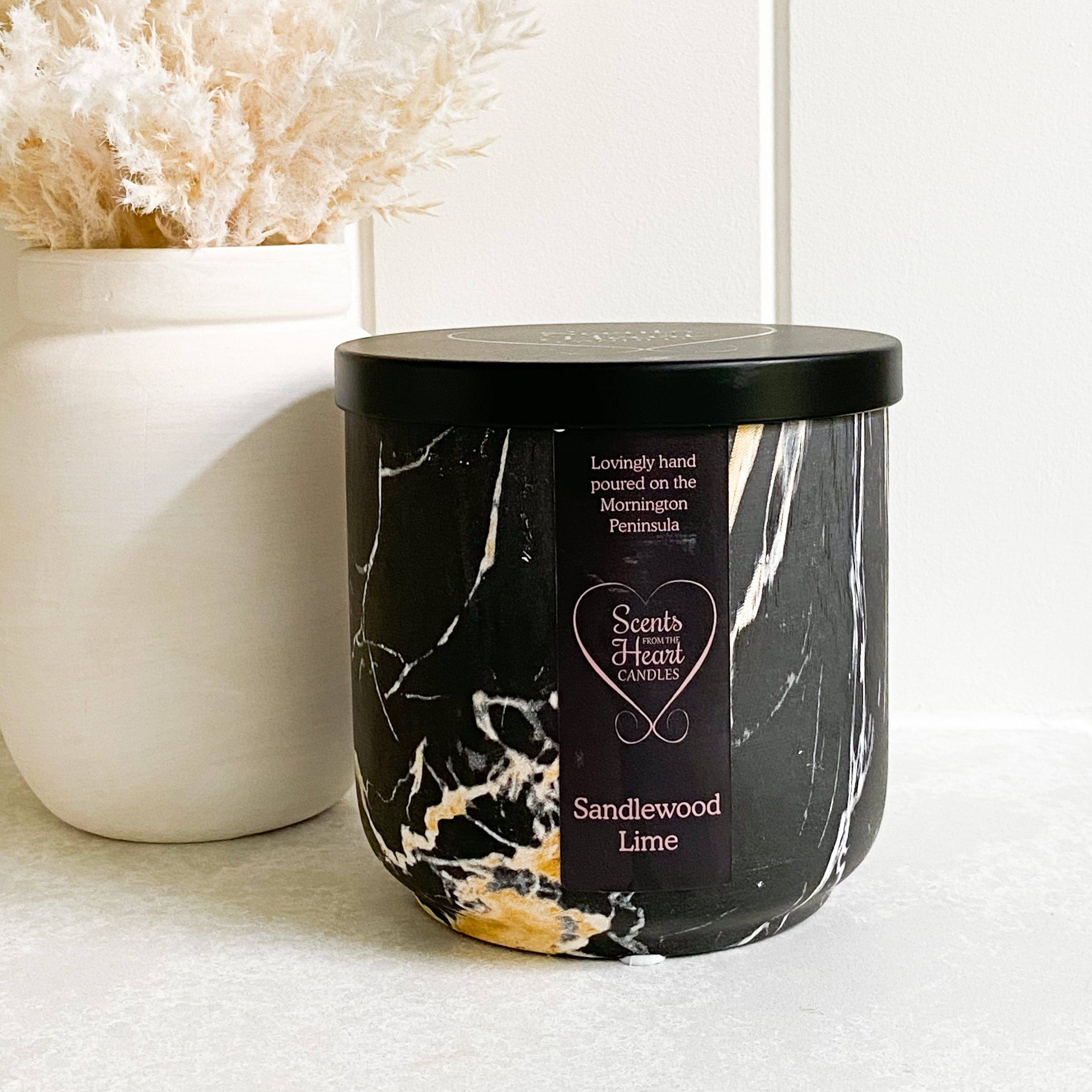 Scents From The Heart Candles - Wholesale Jar/Filled Candle - Sandalwood Lime Large Marble Candle 450g0