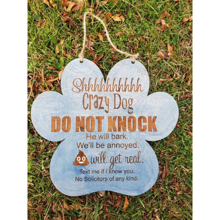 The Cracked Pig - Wholesale Sign - Barking Dog Wooden Door Sign