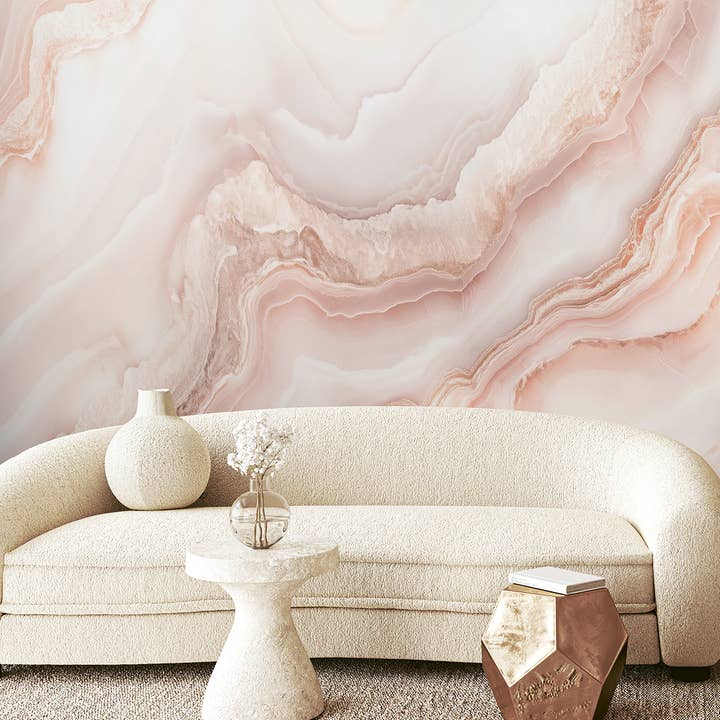 Rosa marmor självhäftande tapet, elegant heminredning för wholesale av SimurgWallArts