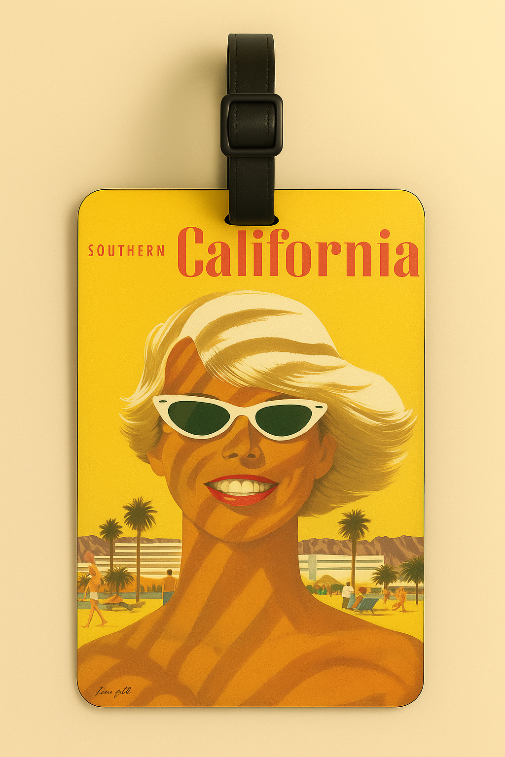 Jolitee - Vente Étiquette pour bagage - Étiquettes de bagages en cuir végétalien : Art d'affiche vintage3