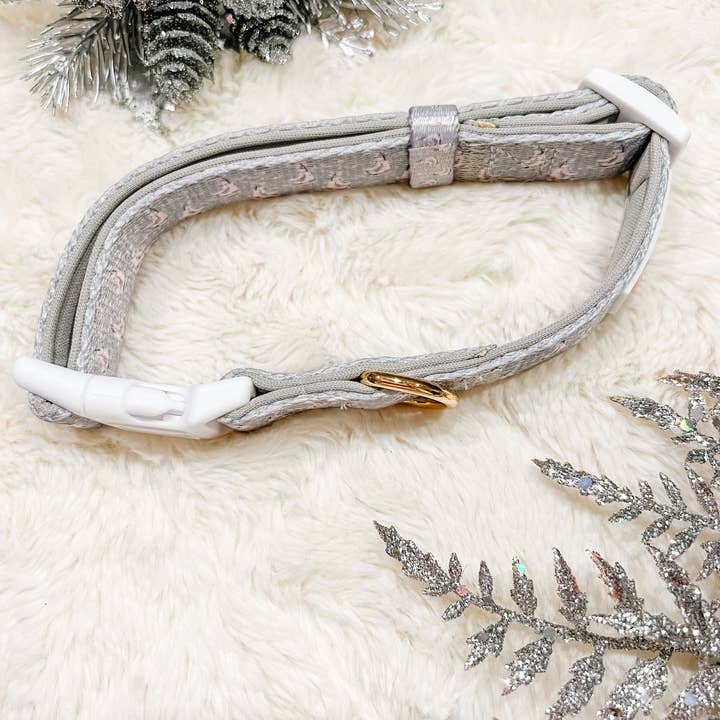 StellaLoo – wholesale Pet collar – Dog – Gray/Pink Ice Skates Pet Collar, Adjustable Size, WinterTime2