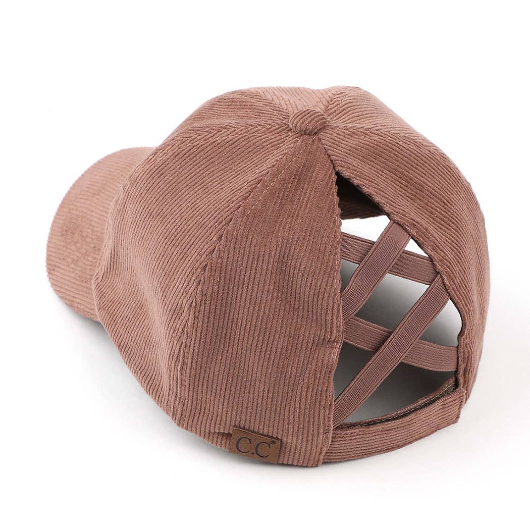 Fashion City - Wholesale Ponytail Cap - Women's - Corduroy Criss-Cross Pony Cap3