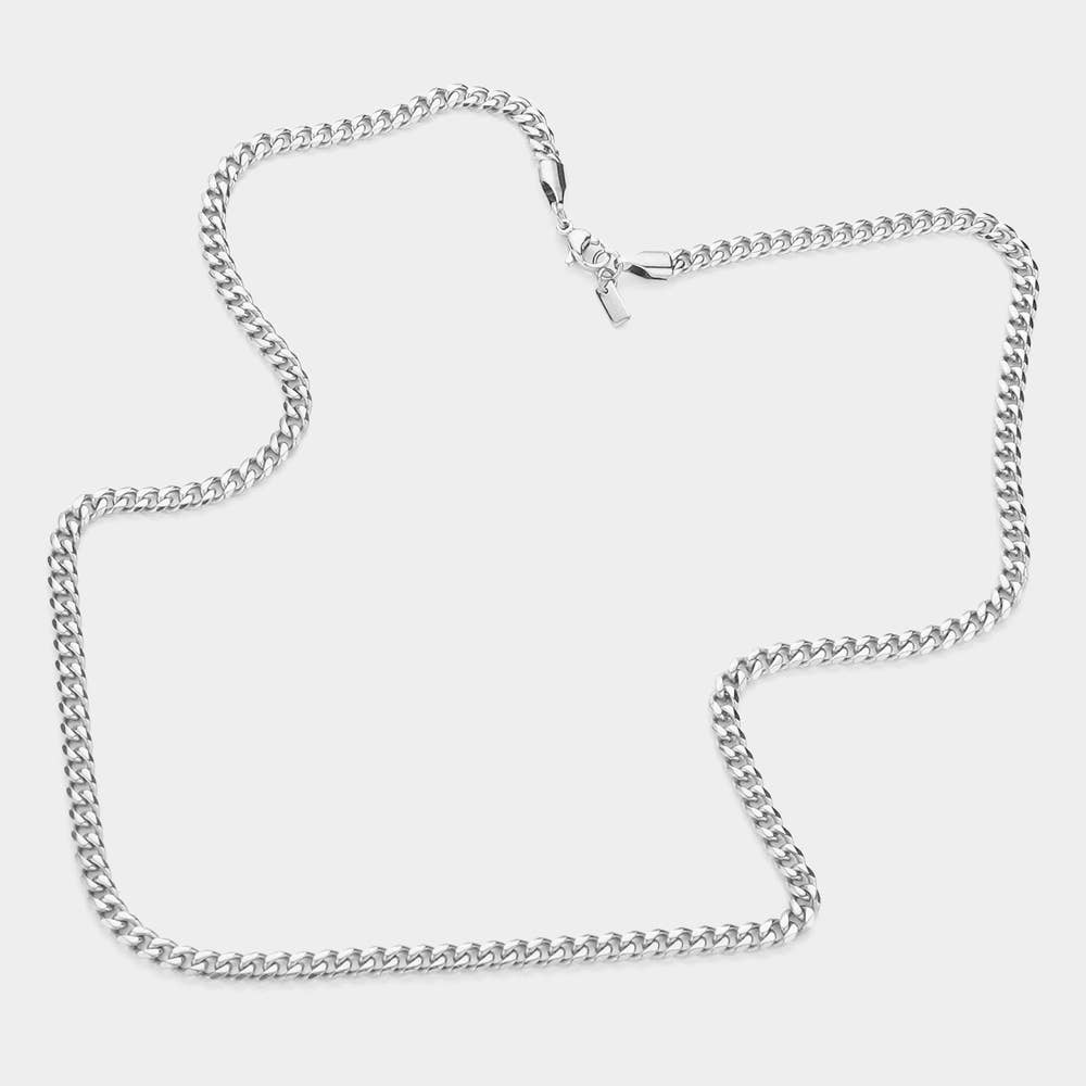 Sensibling Corp. – wholesale Link & chain necklace – 6 Diamond Cut Stainless Steel 20 Inch 4mm Cuban Metal Chain Necklace3