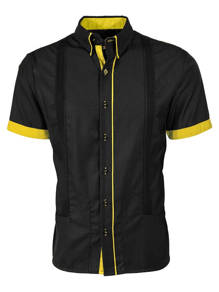 Y.A.Bera Clothing Modern Guayaberas - Wholesale Button Down Shirt - Men's - Couture Black Clásico Norteña Guayabera25