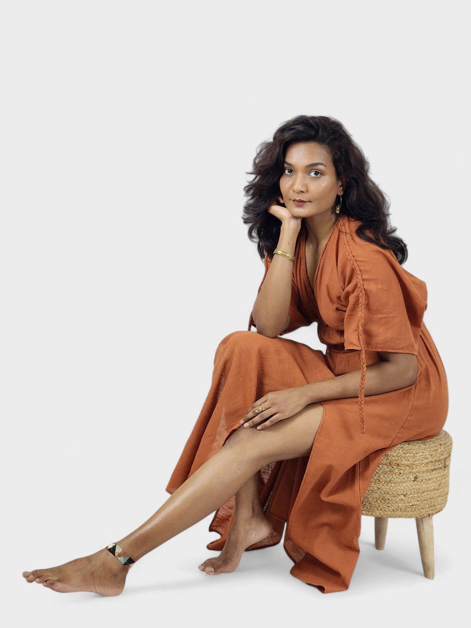 Sacred Ceremony - Wholesale Dress - Women's - Rust Organic Cotton Rope Goddess Maxi Dress15