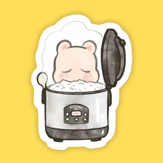 Autocollant en vinyle Hammy pour cuiseur à riz • Résistant au lave-vaisselle pour la vente par Seenee Scribbles