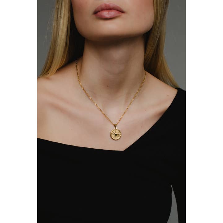 Panache Apparel Co. - Wholesale Pendant/Charm Necklace - Luxe Gold Necklace with Circle Pendant0