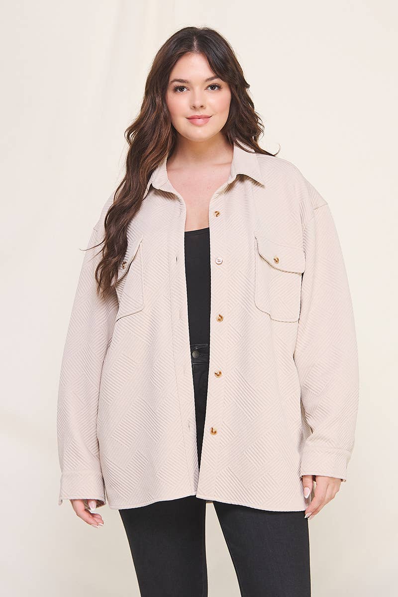 Allie Rose - Wholesale Button Down Shirt - Women's - Plus Size Jacquard Knit Shirt4