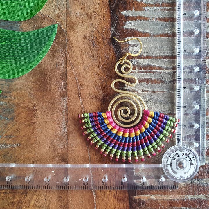 Jasper Rocks - Wholesale Dangle Earrings - Funky rainbow boho macrame earrings3