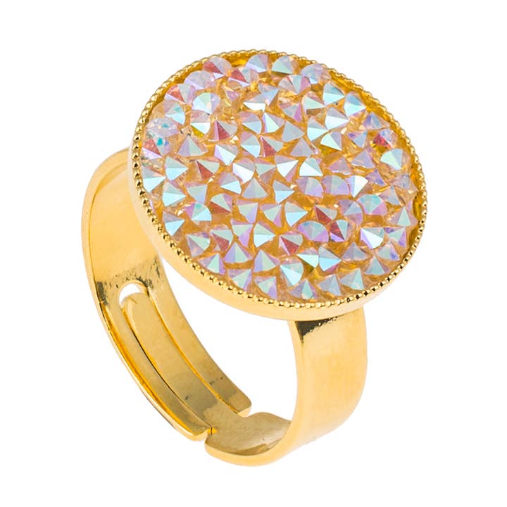 COLOR STONE RING 6MM GOLD PLATED for wholesale by Destellos Mediterranean Jewels