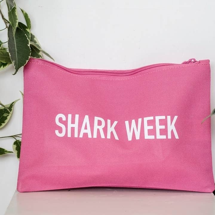 SWEARY SANITARY STORAGE / Shark Week / Washbag for wholesale by F Bomb Designs
