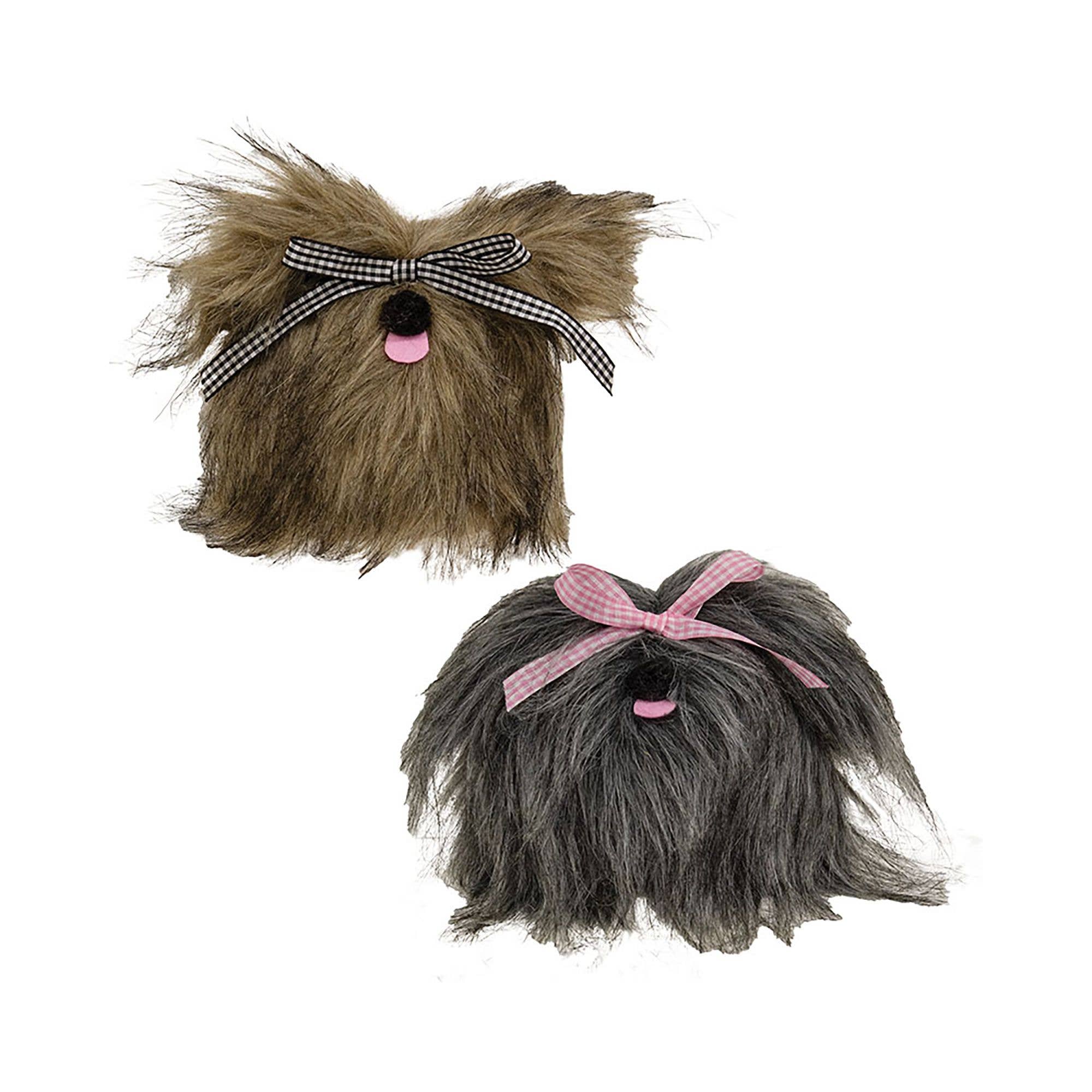 Bright Ideas - Wholesale Decorative Tabletop Object - Furry Plush Dogs, 2 Asstd.