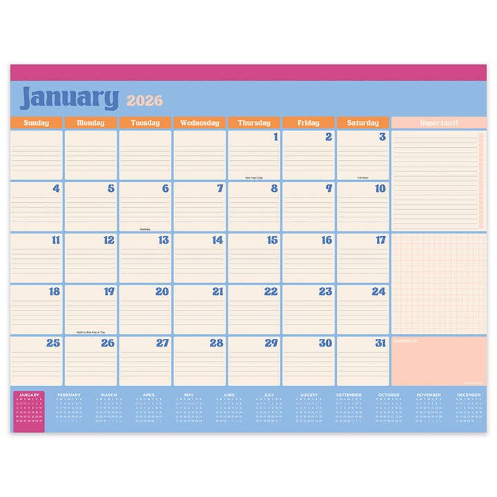 TF Publishing - Paper Goods - Wholesale Calendar - 2026 Sherbet Large Desk Pad Monthly Blotter Calendar5