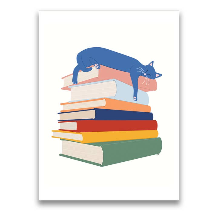 Well Read Cat Print for wholesale by Carlee Ingersoll