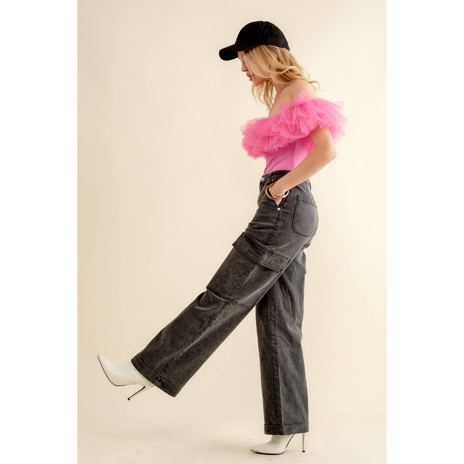 Apolline - Wholesale Bodysuit - Women's - TULLE OFF THE SHOULDER RUFFLE BODYSUIT1