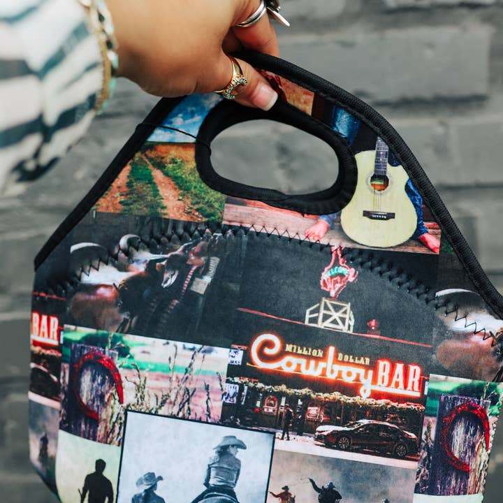 The Front Porch Label - Wholesale Lunch Bag/Box - Kids - Cowboy Collage Lunch Tote