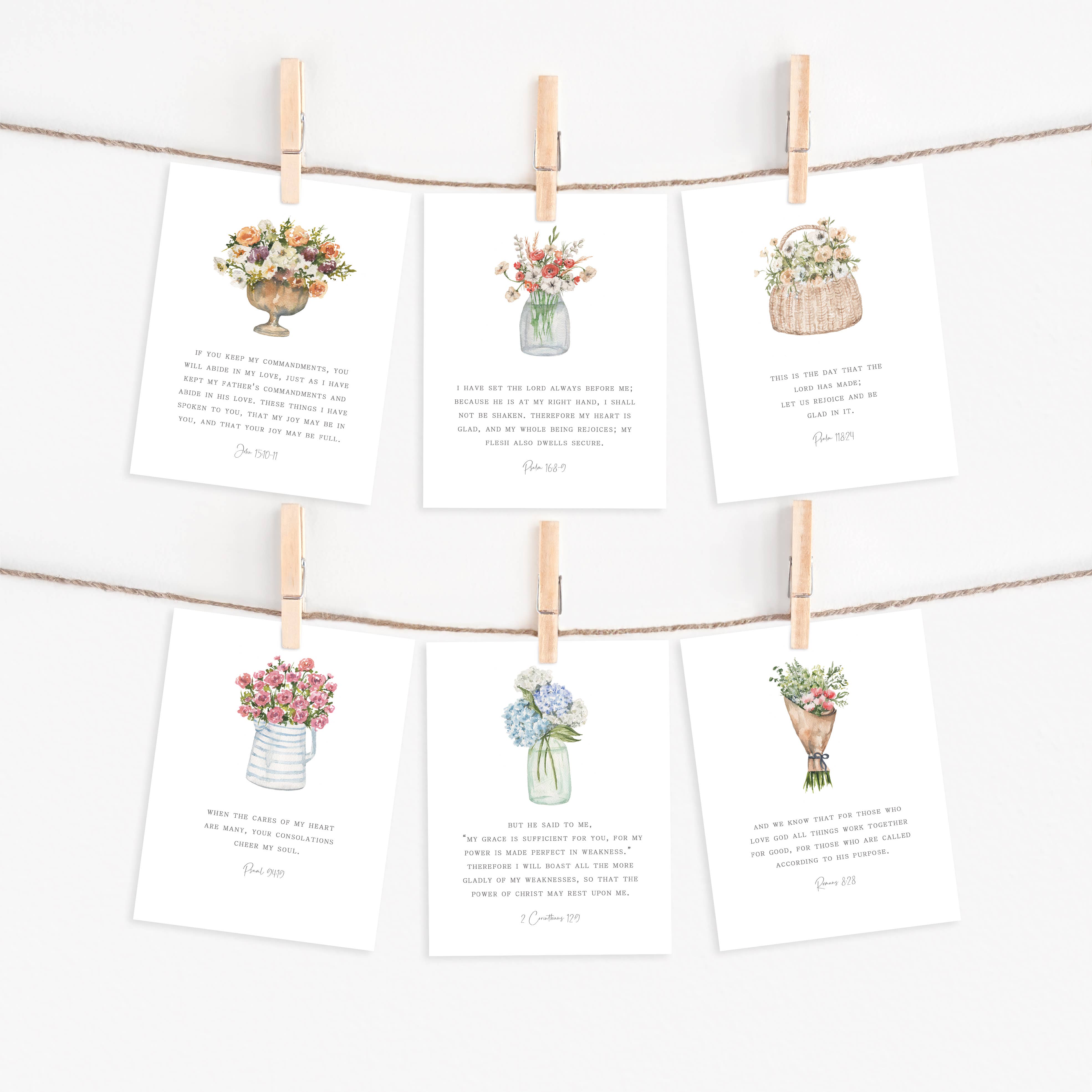 Me and Mary Shop - Wholesale Stationery/Notecard Set - Watercolor Bible Verse Cards – Floral Scripture Set2