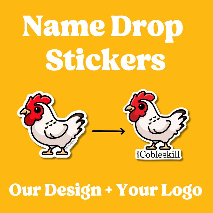 Custom Name Drop Stickers (LOW MINIMUMS) for wholesale by Blank Tag Co. Stickers - Waterproof Stickers
