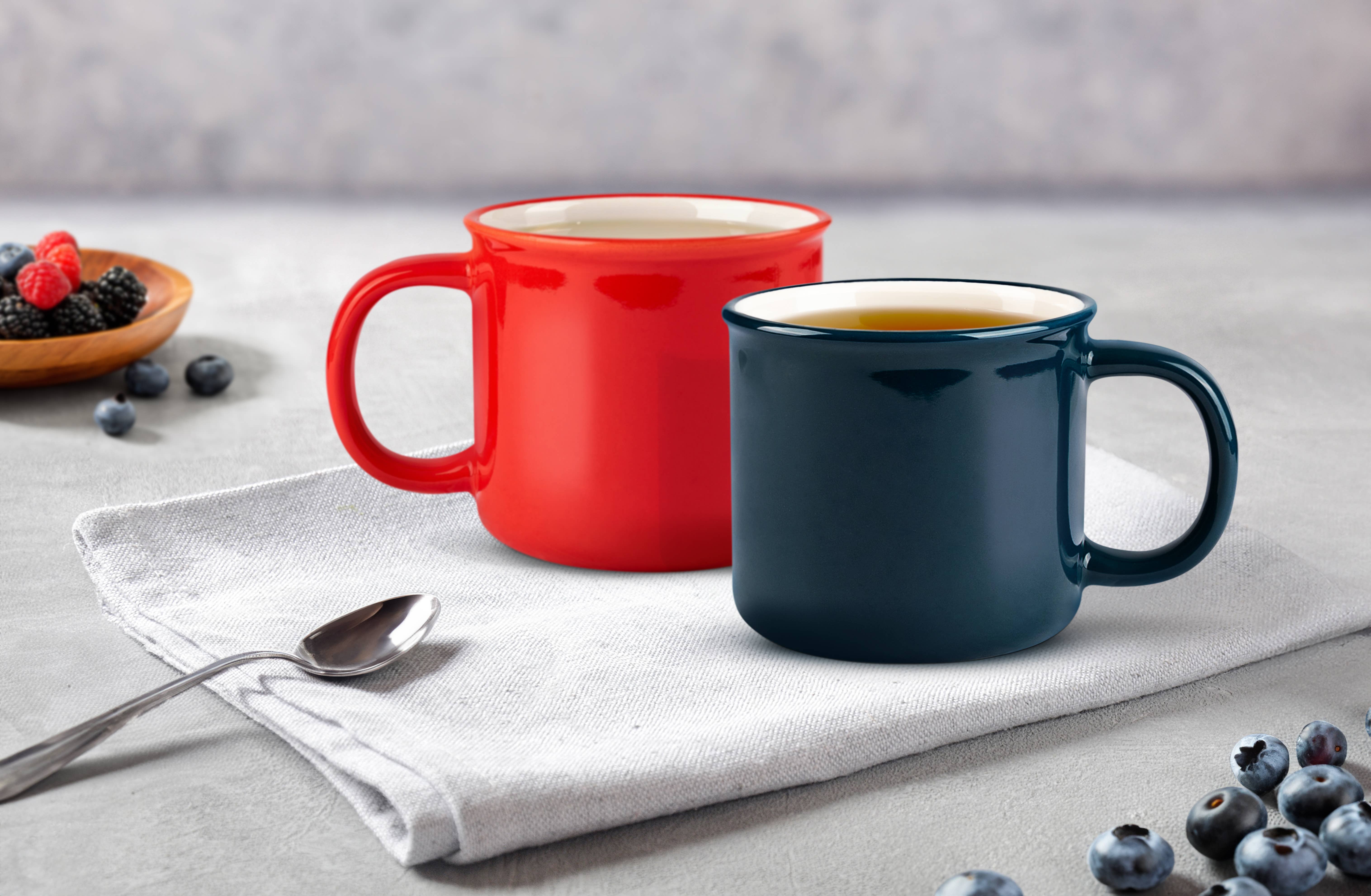 Kook - Wholesale Coffee Mug - Kook Ceramic Camper Mugs, 14 oz, Navy Blue, Set of 26