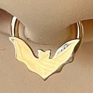 Bat Septum Piercing (16G | 8mm or 10mm | Surgical Steel | Black, Gold, or Silver) for wholesale by Elara Body Jewelry