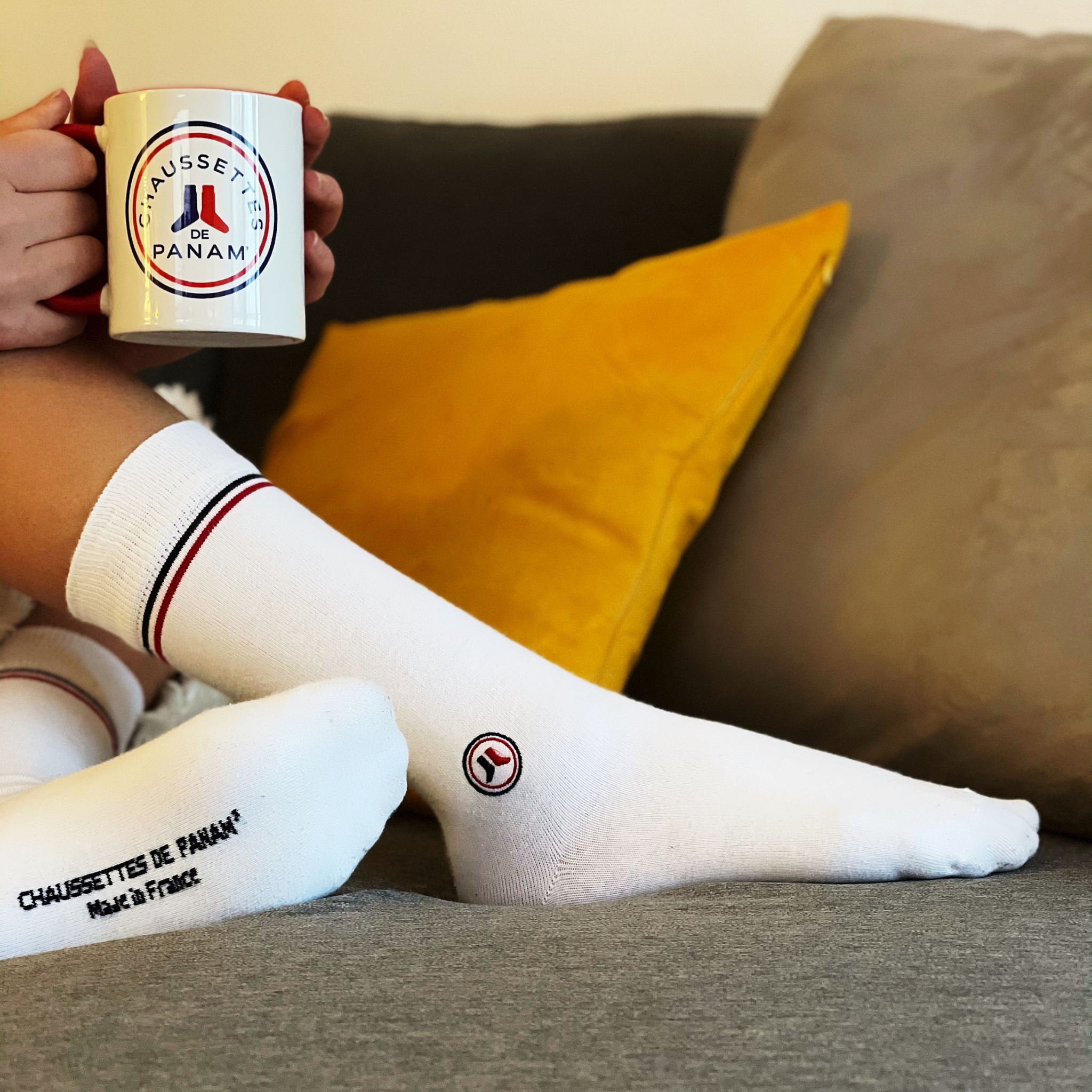 Chaussettes De Panam’ - Vente Chaussettes – homme - Chaussettes en coton « Stella » - Blanc3