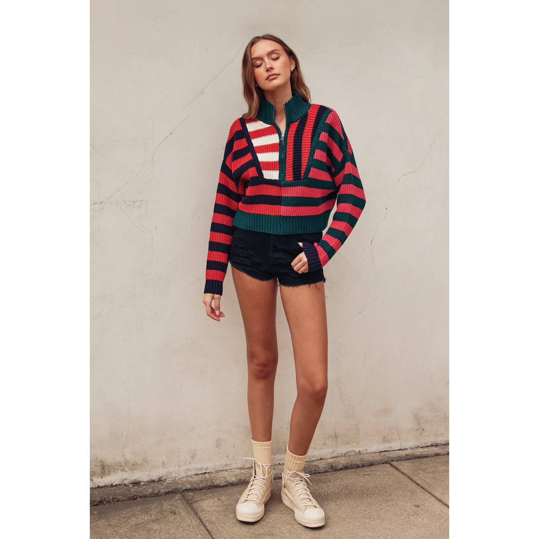 Dress Forum - Wholesale Knit Sweater - Women's - Colorburst Half Zip Collared Sweater (1)17