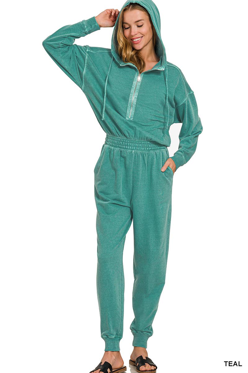 42POPS – wholesale Jumpsuit – Women's – ..0826 Enzyme Washed French Terry Jumpsuit SI-267271