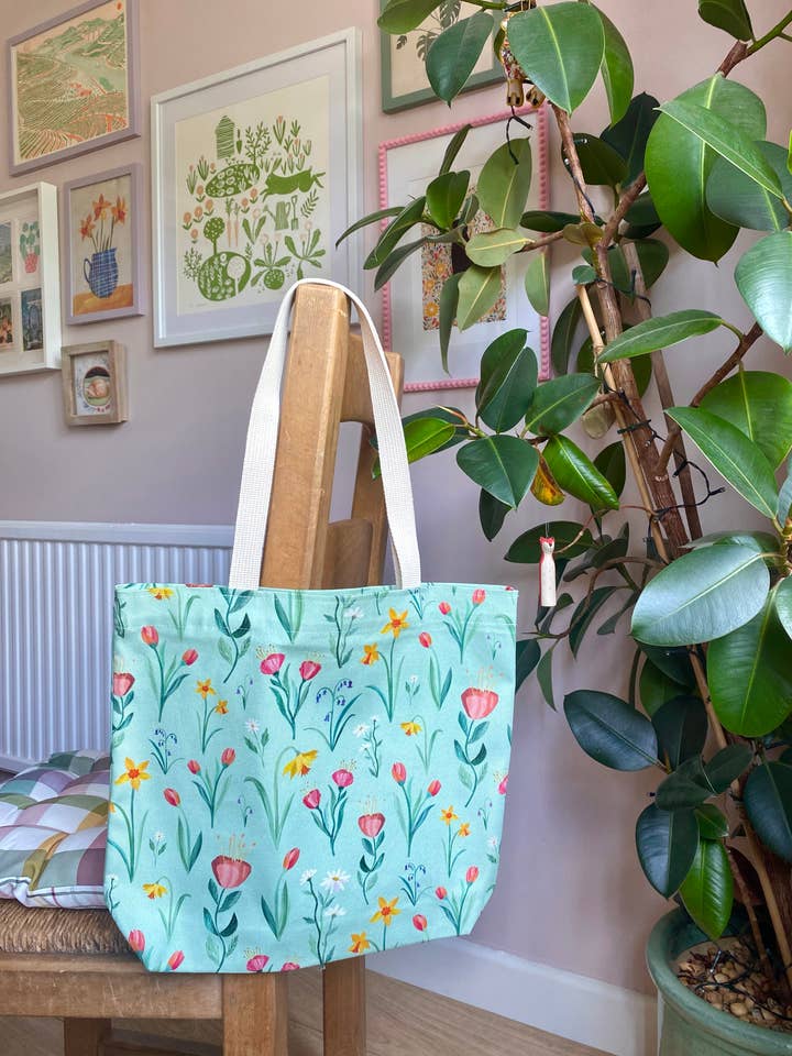 Borsa a tracolla Spring Flowers/Borsa a tracolla in cotone/Fondo inscatolato per la vendita all'ingrosso da parte di Freya Snow