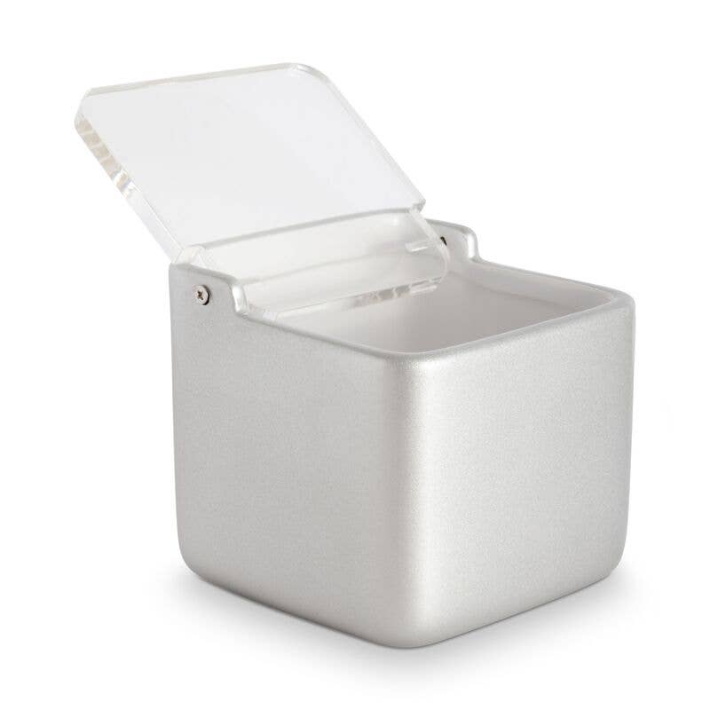Kook Shop – wholesale Saltkvarn – SQUARE Kitchen Salt Shaker med akryl lock - Silver3