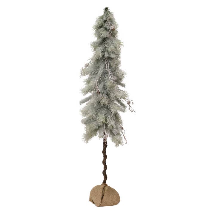 Snowy Bristle Pine & Boughs Tree w/Burlap Base - 45" for wholesale by CWI Gifts