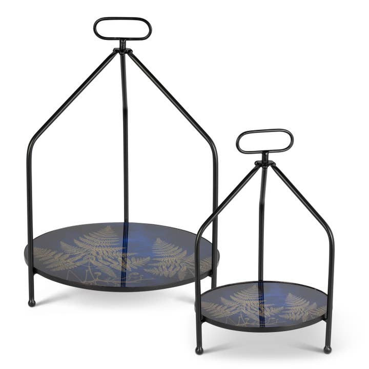 Discount Set of 2 Metal / Glass Blue Tabletop Stands with Go for wholesale by The Gerson Companies