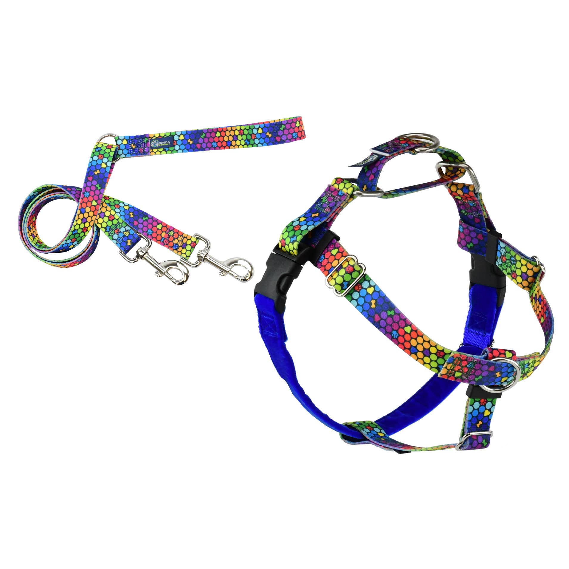 2 Hounds Design - Wholesale Pet Harness - Dog - EarthStyle ROY G BIV Freedom No-Pull Harness with Leash0