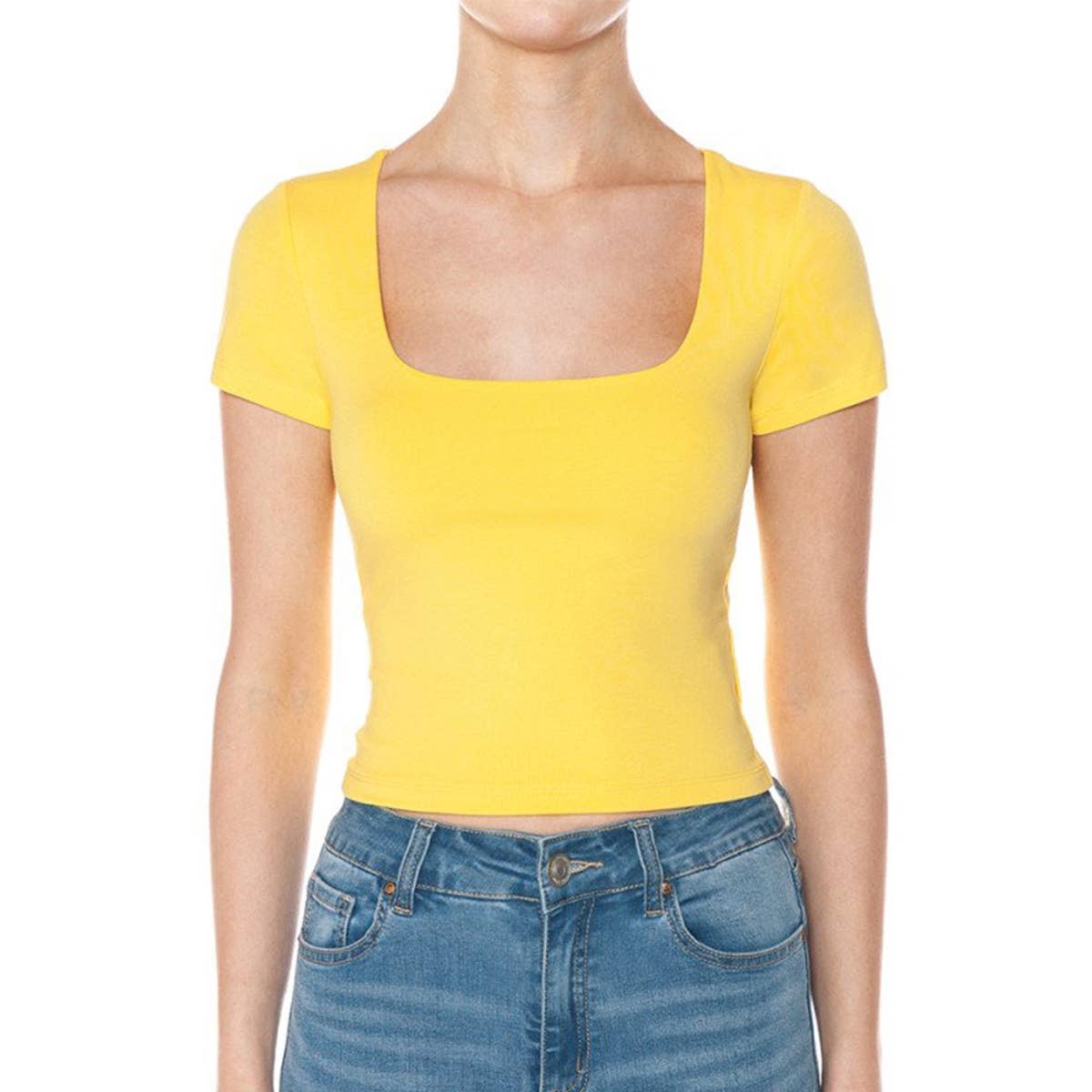 UP CLOTHING - Wholesale Shirt - Women's - SQUARE NECK SHORT SLEEVE TOP DOUBLE LAYERED8