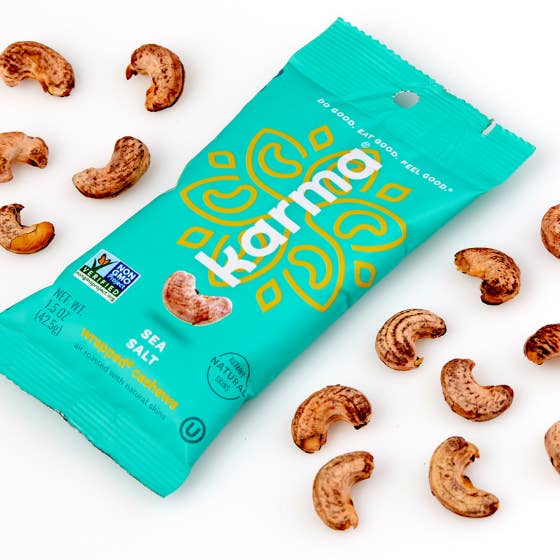 Karma Nuts - Wholesale Nuts - Sea Salt Wrapped Cashews 1.5oz