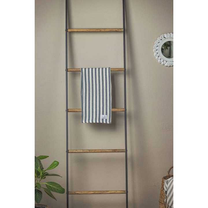 The Bali Market - Wholesale Hand Towel - Vertical Stripe Turkish Hand/Tea Towel Set - Red-Taupe-Navy - No Fringe