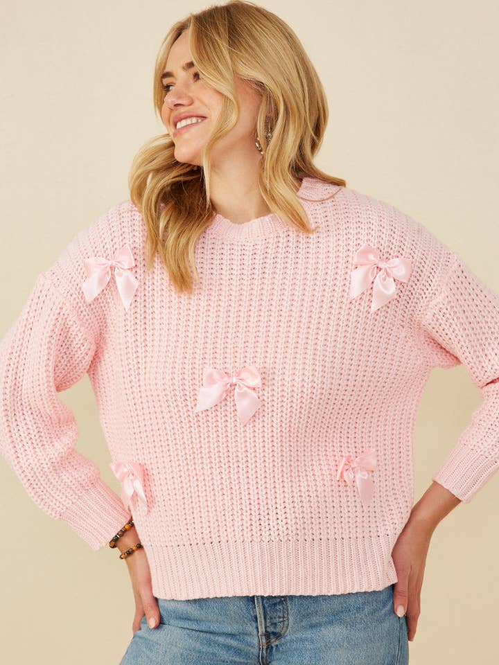 Womens Low Gauge Bow Detail Pullover Sweater and other Purchase Wholesale bow sweater. Free Returns & Net 60 Terms on Faire trending on Faire.