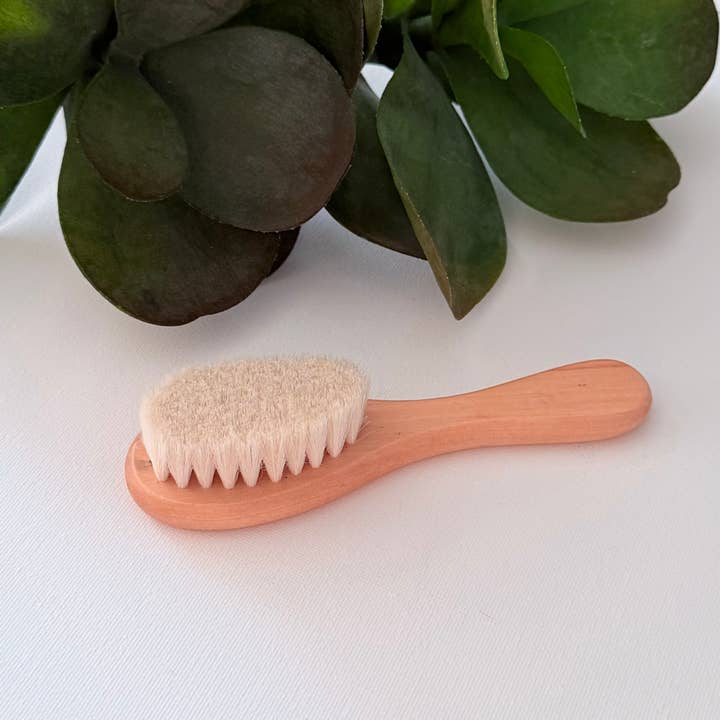 Wooden Baby Hair Brush with Natural Goat Bristles for wholesale by EcoFreax