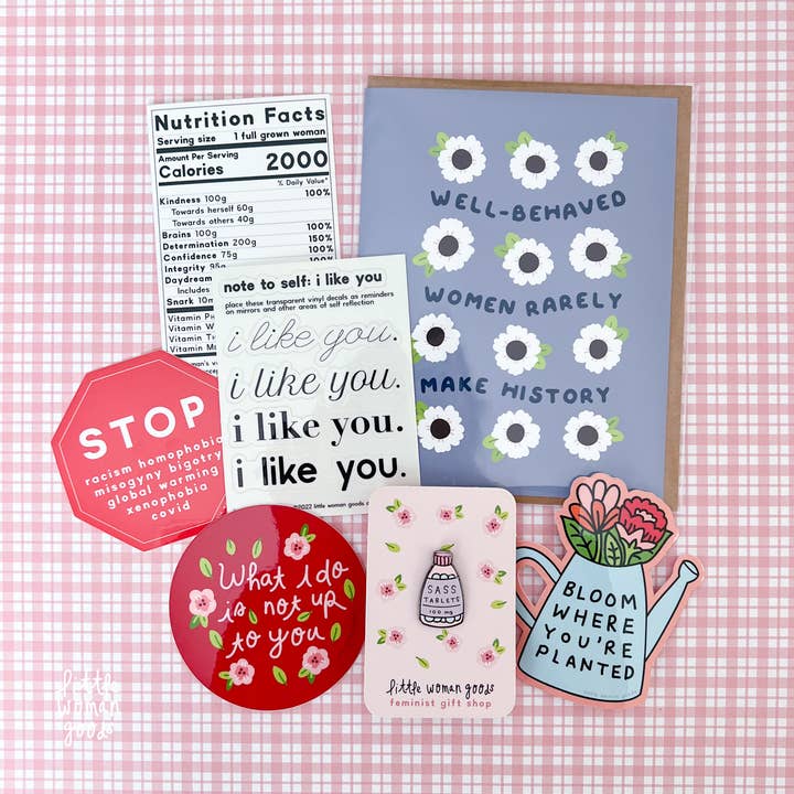 Little Woman Goods - Vendita all'ingrosso Adesivo - Adesivo in vinile Bloom, motivo: annaffiatoio, decorazione floreale da giardino4