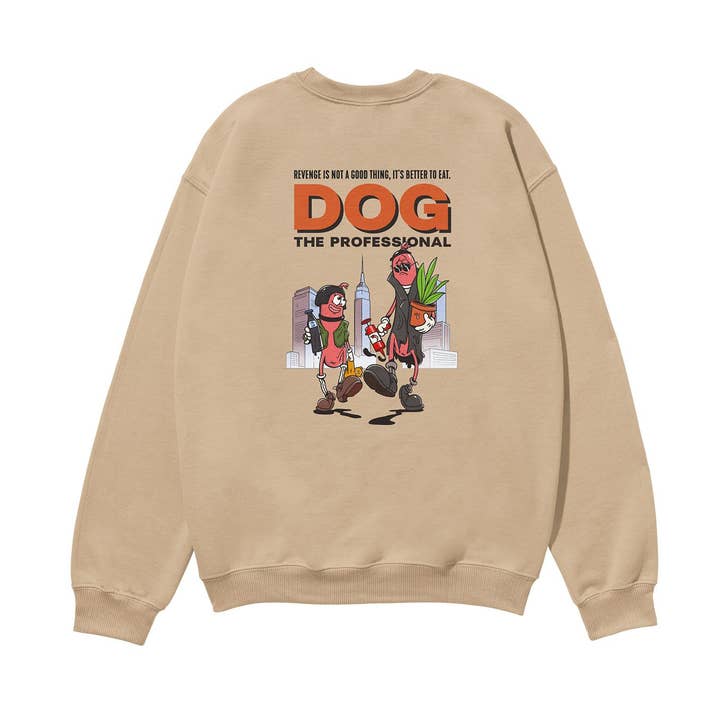 Chien Le Sweatshirt Professionnel Lourd en Coton Bio Sable pour la vente par Weekend Concept