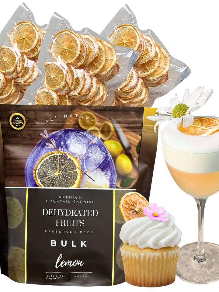 Dehydrated Lemon Slices – BULK SIZE | 240± Slices| DRIED FRUITS for Cocktail Garnish & More for wholesale by PRESERVED PEEL