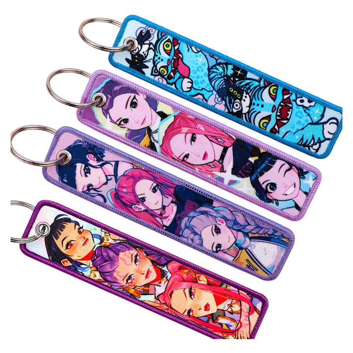 Kpop Demon Hunters Woven Keychain Anime Fabric Bag Charm Accessory for wholesale by Auraquise