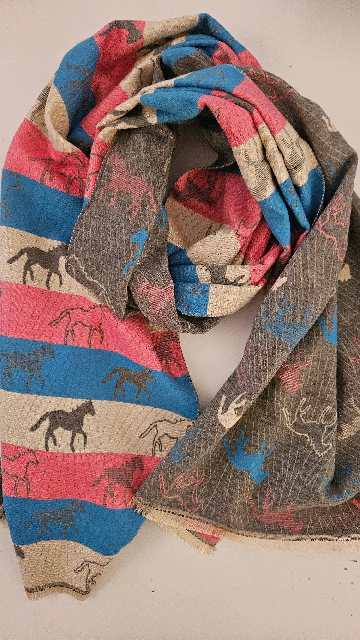 Shimena - Wholesale Scarf - Women's - Horses pattern cashmere feel wrap5