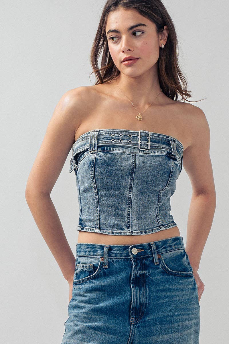 Fashion Week - Wholesale Corset - Women's - Vintage Vibes Denim Corset Top19