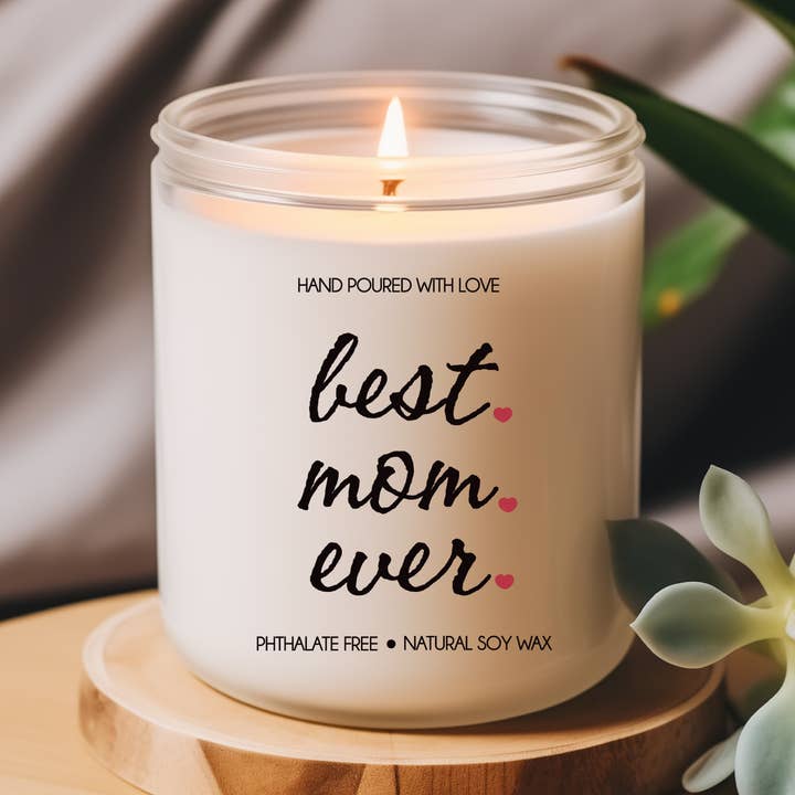 Candela profumata Best Mom Ever Soy - Candela fatta a mano per la vendita all'ingrosso da parte di Be The Light Candle Co.