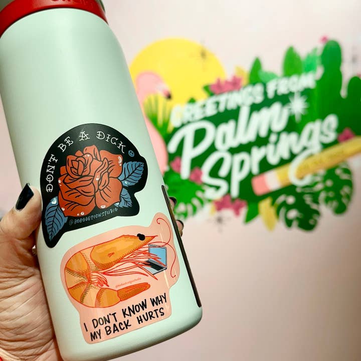 Bobo Design Studio - Wholesale Sticker - My Back Hurts Prawn Shrimp - Vinyl Sticker2