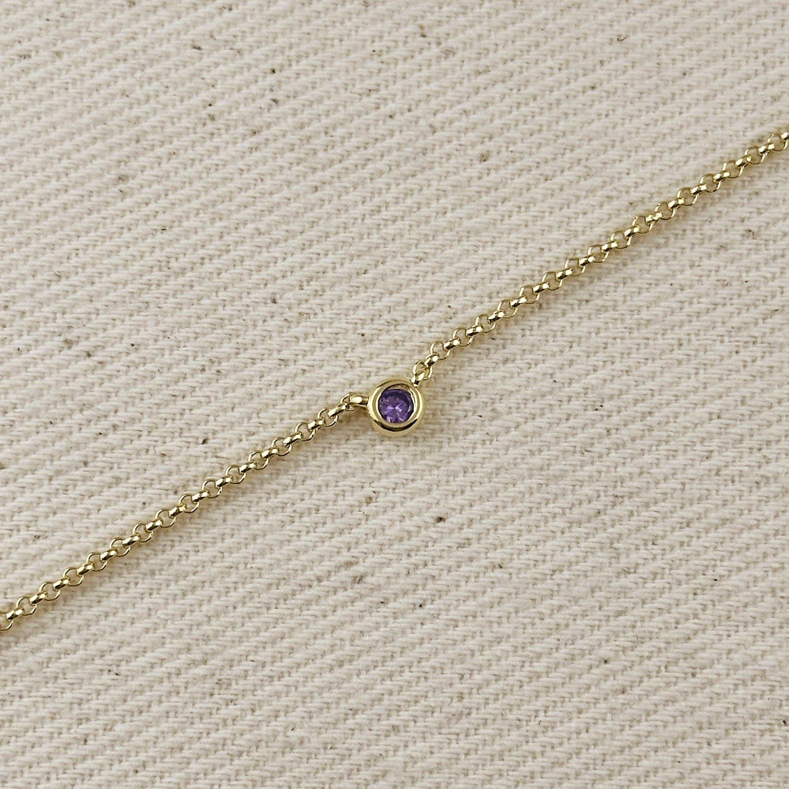 GoldFi - Wholesale Pendant/Charm Necklace - 18k Gold Filled Dainty Bezel CZ Birthstone Necklace1