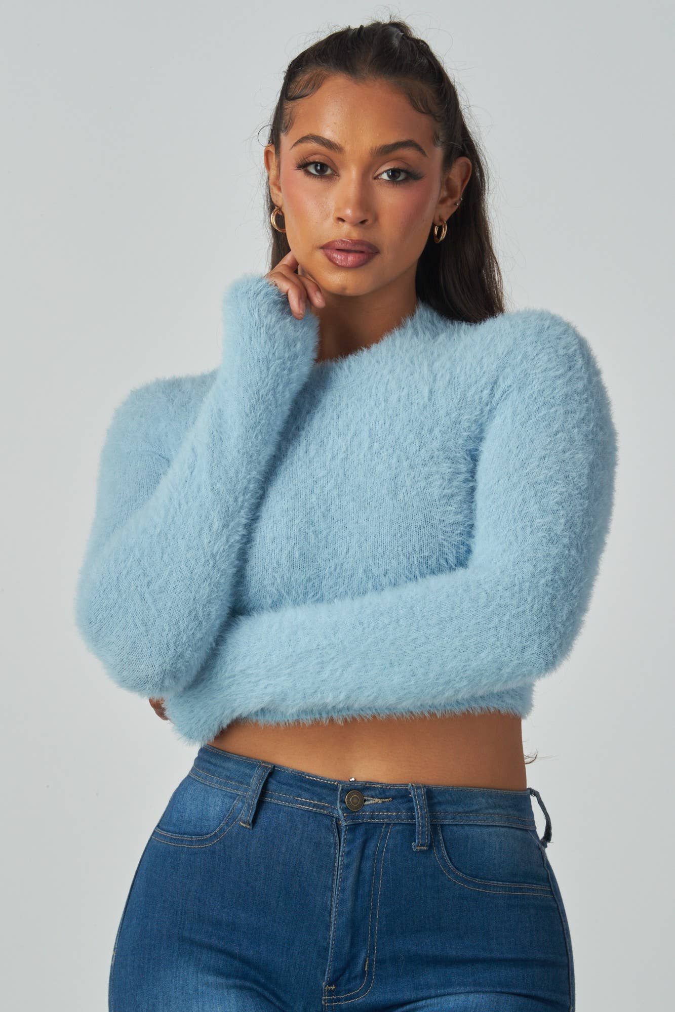 Hot & Delicious - Wholesale Knit Top - Women's - Olanes Fuzzy Crop Top (HAT2565A)5
