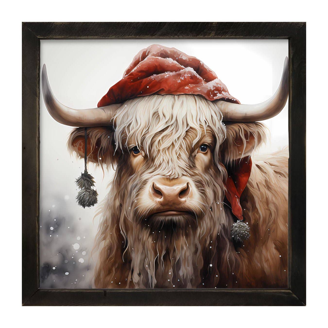 ginger blue - Wholesale Art Print - Highland cow with Santa hat6
