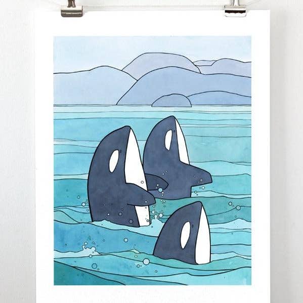 Orca Print, Killer Whales Illustration for wholesale by Studio Tuesday