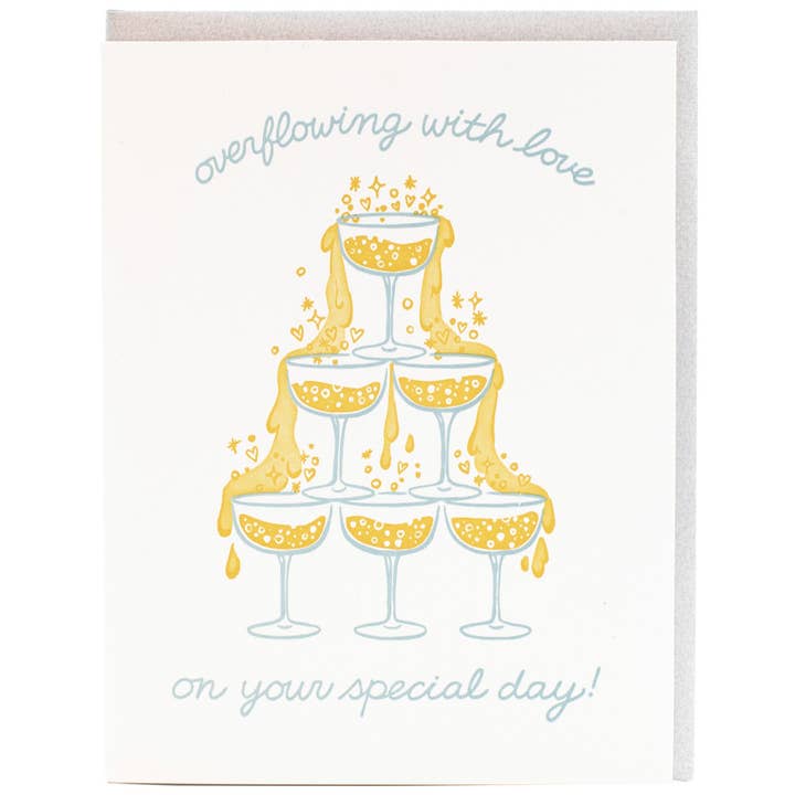 Smudge Ink - Wholesale Wedding Card - Champagne Tower Wedding Card